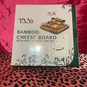 Bamboo Cheese Board with Knife and Cutlery Set